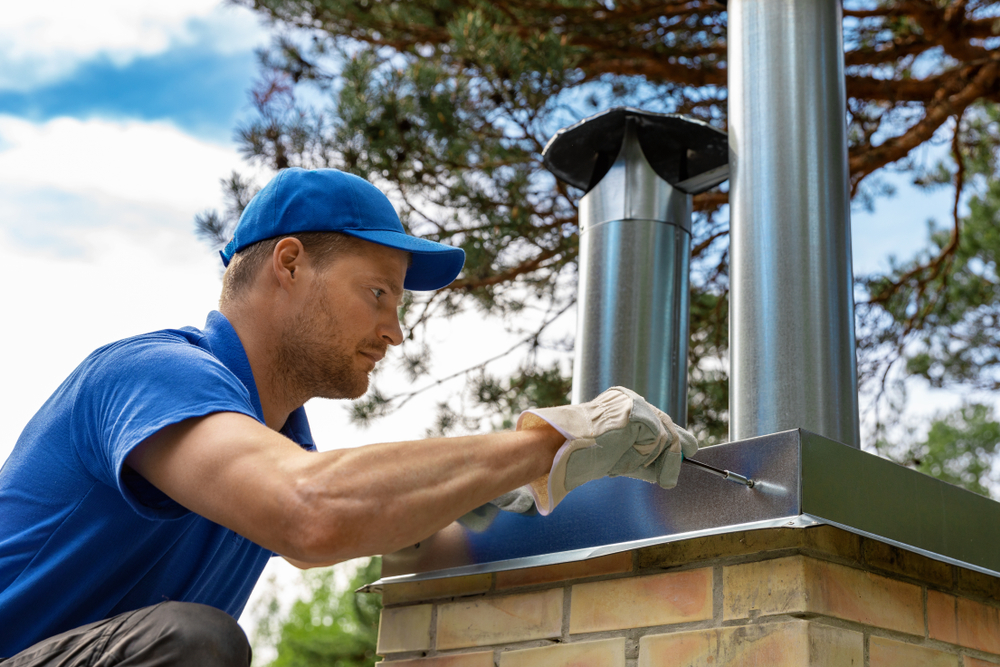 contractor repairing a chimney