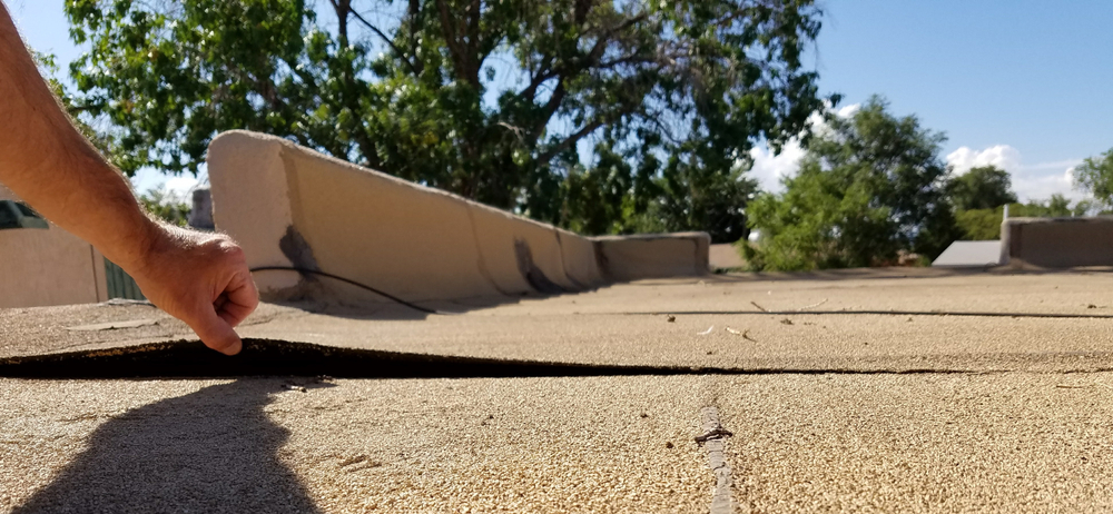 A rolled asphalt roof